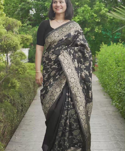 Black Silk Woven Banarasi Saree