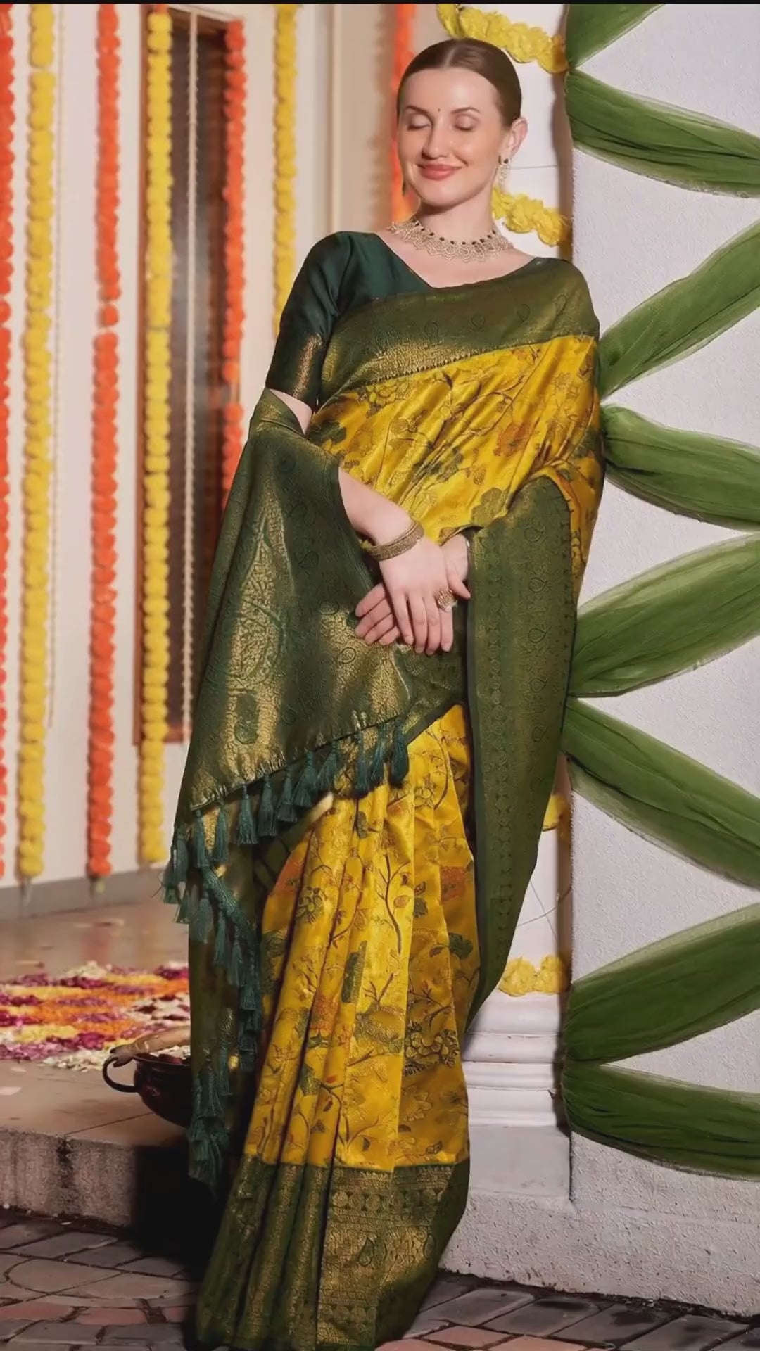 Turmeric Yellow Silk Woven Kanjivaram Saree