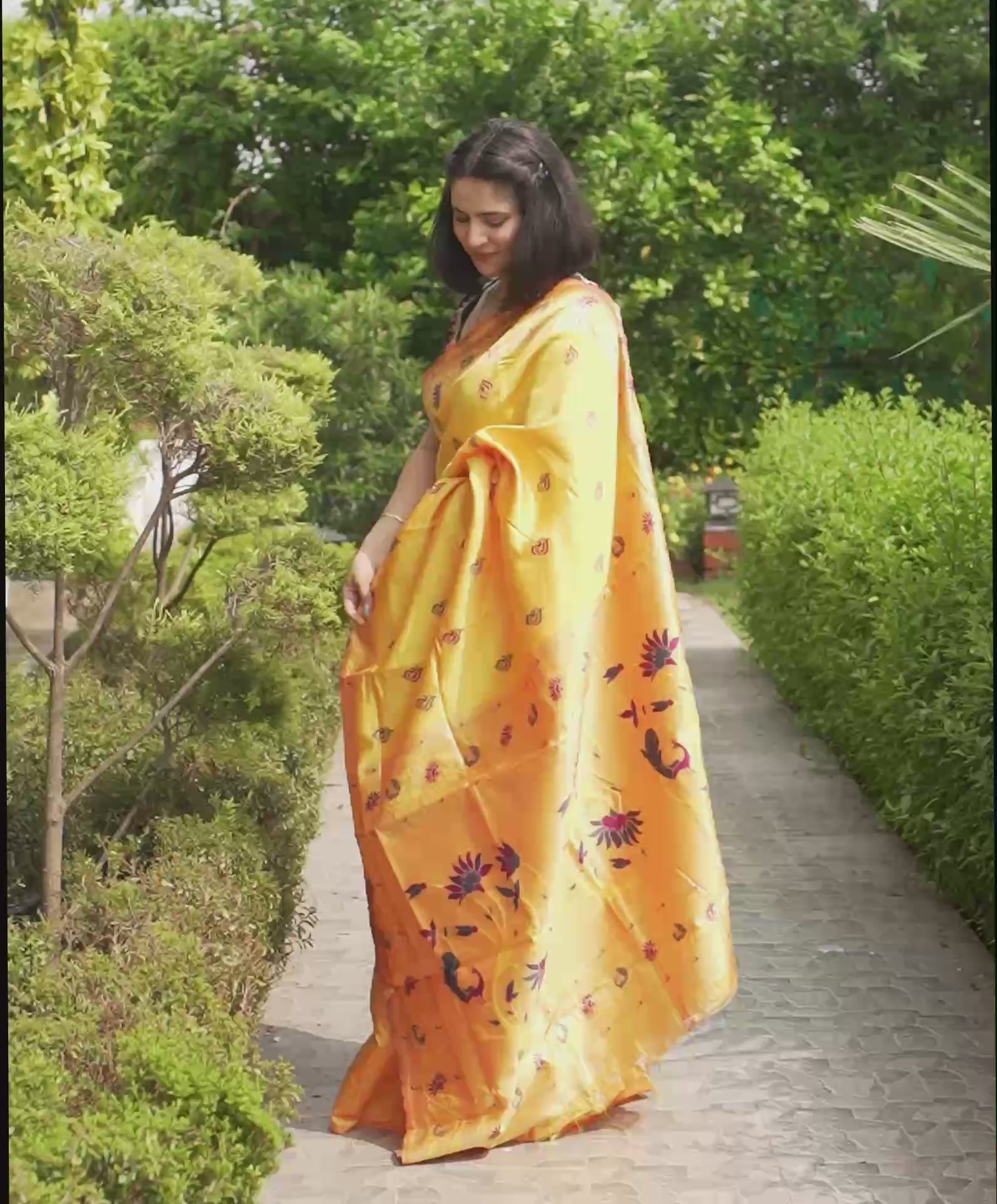 Yellow Silk Woven Paithani Saree