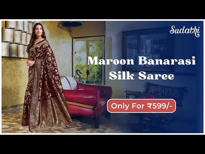 Dark Maroon Banarasi Silk Saree