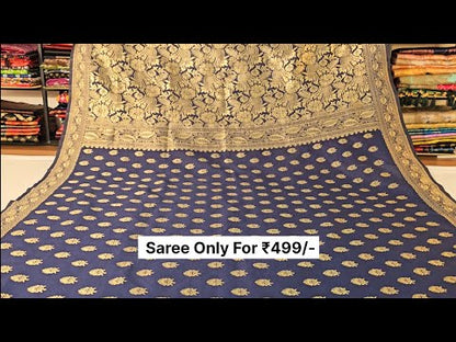 Navy Blue Banarasi Silk Saree