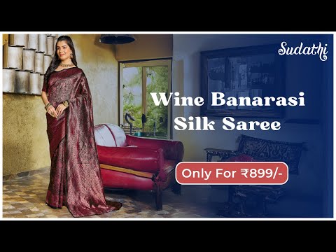 Wine Jacquard Silk Saree