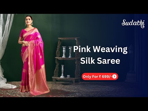 Pink Silk Woven Banarasi Saree