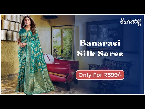 Turquoise Green Banarasi Silk Saree