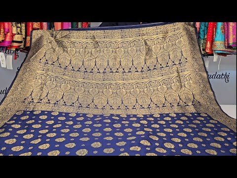 Navy Blue Banarasi Silk Saree