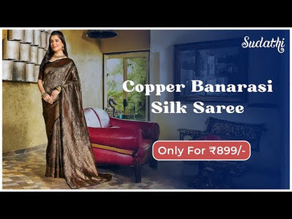 Black and Copper Banarasi Silk Saree