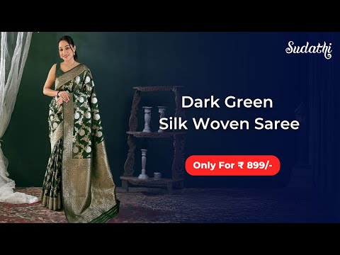 Dark Green Woven Banarasi Silk Saree