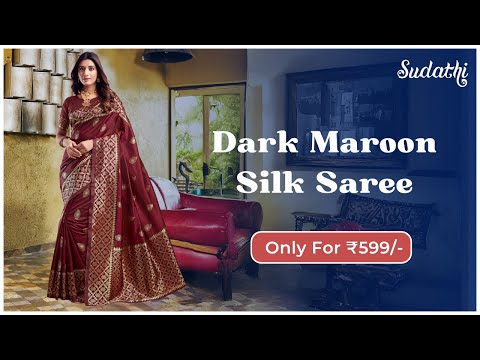 Dark Maroon Silk Woven Saree