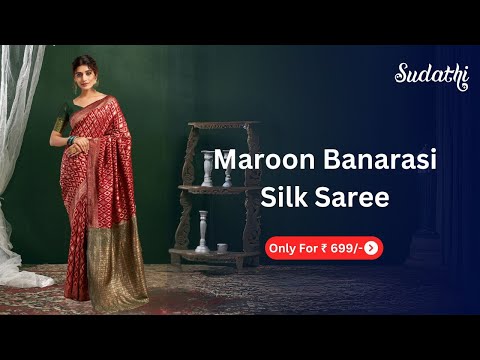 Maroon Silk Woven Banarasi Saree