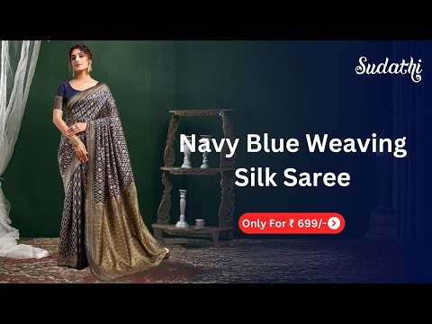 Navy Blue Silk Woven Banarasi Saree