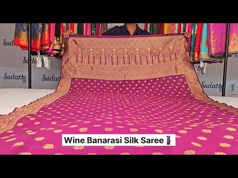 Wine Banarasi Silk Saree