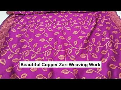 Purple Banarasi Silk Woven Saree With Tassels