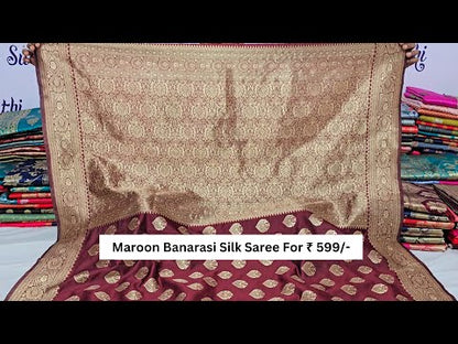 Dark Maroon Banarasi Silk Saree