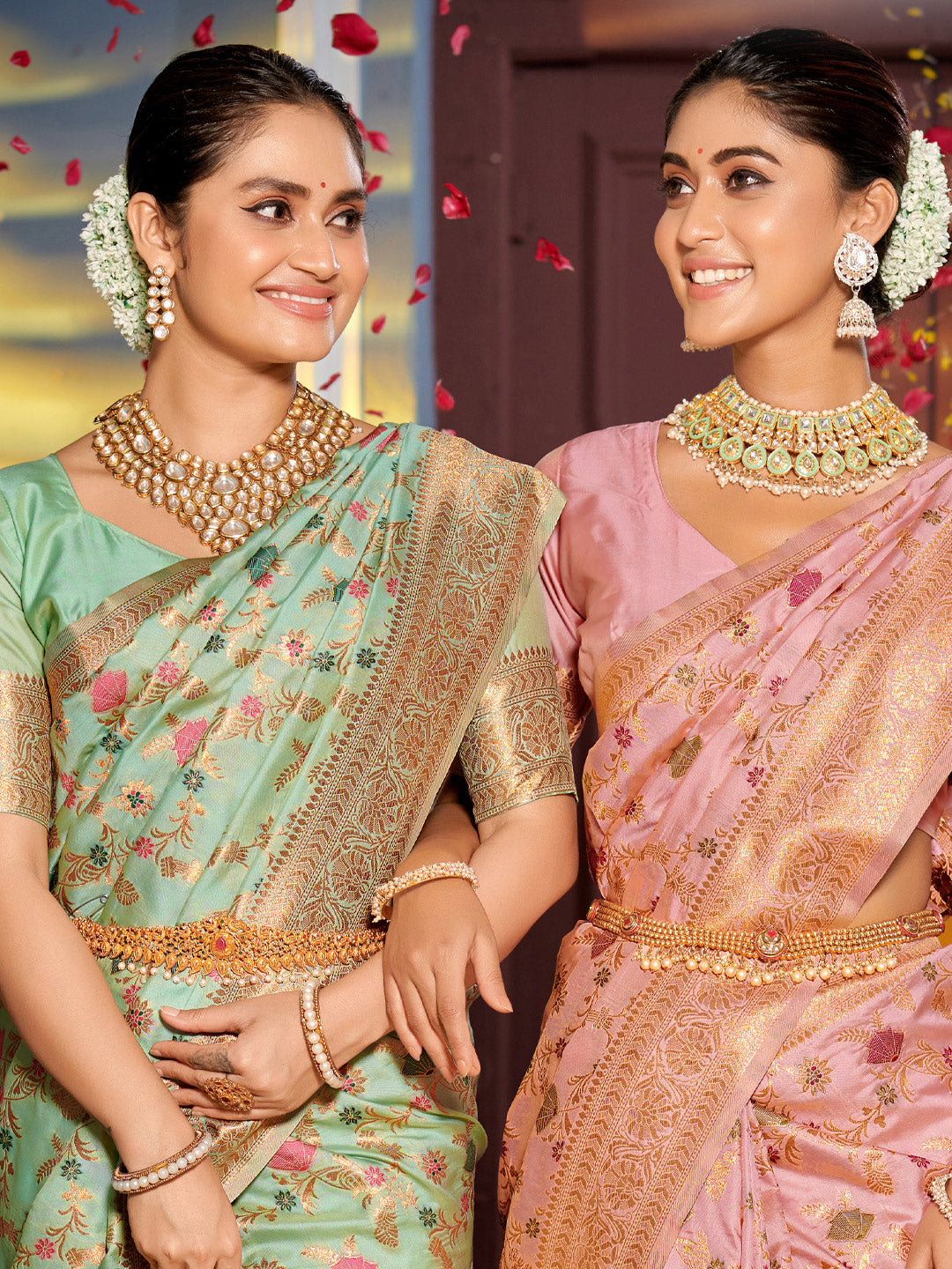 Pista Green Silk Woven Banarasi Saree