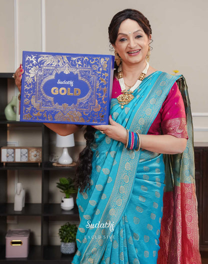 Upasna Singh Blue Silk Woven Banarasi Saree